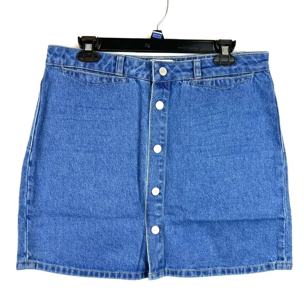 Paige Women’s Blue Denim Button Front Mini Skirt Size 31waist (Large)